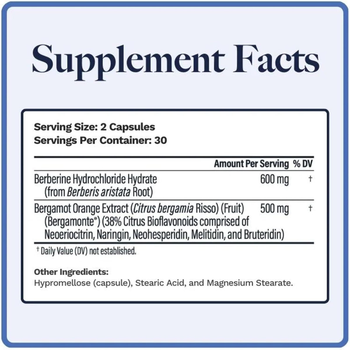 Utzy Naturals Berbercol | 500mg Citrus Bergamot & Berberine | 60 Caps