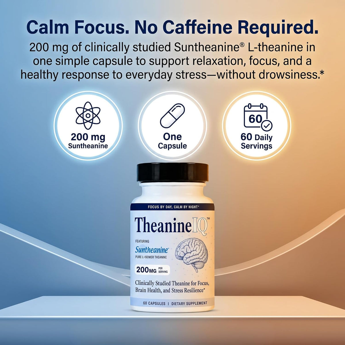 Utzy Naturals TheanineIQ | 200 mg L-Theanine | 60 Capsules