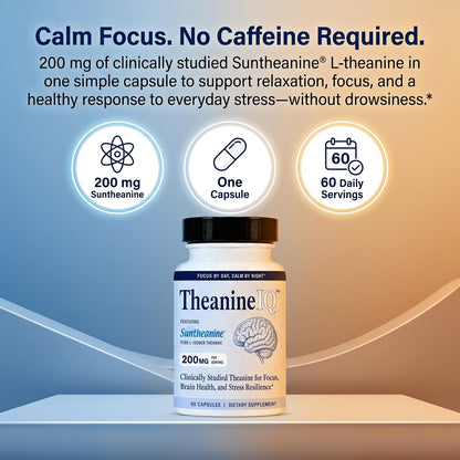 Utzy Naturals TheanineIQ | 200 mg L-Theanine | 60 Capsules