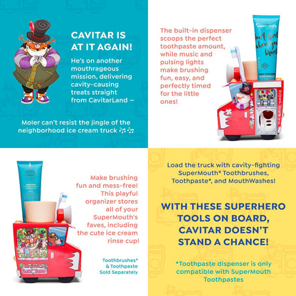 SuperMouth Kids Toothbrush Holder & Toothpaste Dispenser, Cavitar