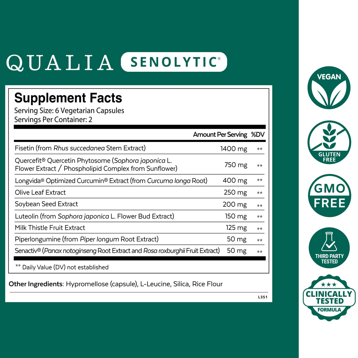 QUALIA LIFE SCIENCES Senolytic Supplement, Fisetin, Quercetin, Piperlongumin & More, Aging Supplement - Supports Optimal Cell Repair & Rejuvenation, Naturally Eliminate Zombie Cells, 1 Month Supply