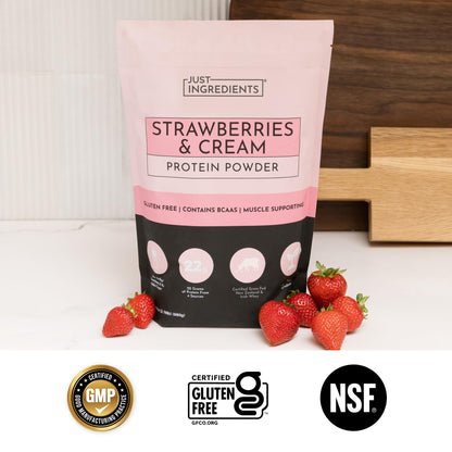 JUST INGREDIENTS Vanilla Bean Protein Powder – 20-Serving Blend with 100% Grass-Fed Whey & Organic Plant Proteins – Real Vanilla Bean & Cinnamon – Supports Muscle Recovery, Energy*