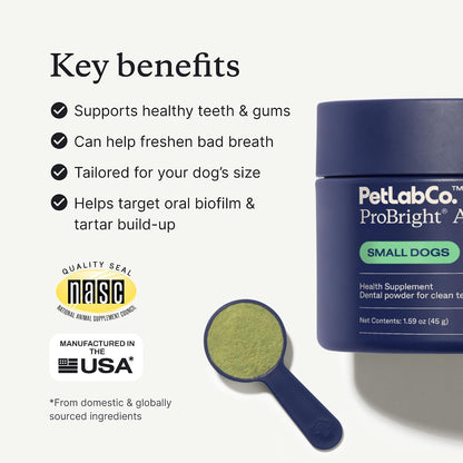 PetLab Co. – Gut & Breath Bundle: Dental Powder for Fresh Breath in 1 Scoop. for Small Dogs & Salmon Dog Probiotics to Support a Healthy Gut - Easy to Use – Innovative Formulas