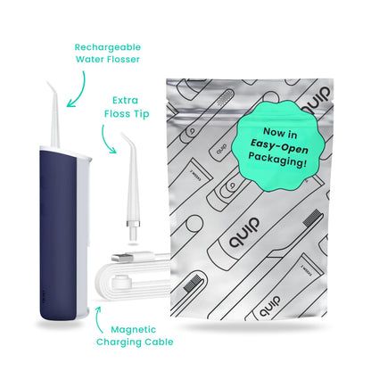 quip Water Flosser with Replacement Tip, Cordless Dental Pick, All Black