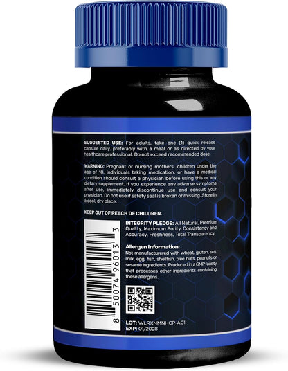 NMNH Supplements - Di-Hydro Nicotinamide Mononucleotide NMNH Capsules, Fast Absorption Ultra Strength NMN Supplement, NAD+ for Cellular Energy & Anti Aging, 650mg - Non-GMO, Gluten Free - 90 Capsules