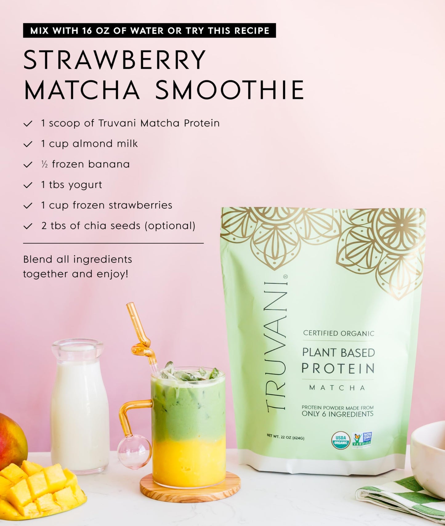 Truvani Organic Plant Based Protein Powder | Vanilla | 18 Servings | Vegan | 20g Pea Protein | Keto | Gluten & Dairy Free | Low Carb | No Added Sugar