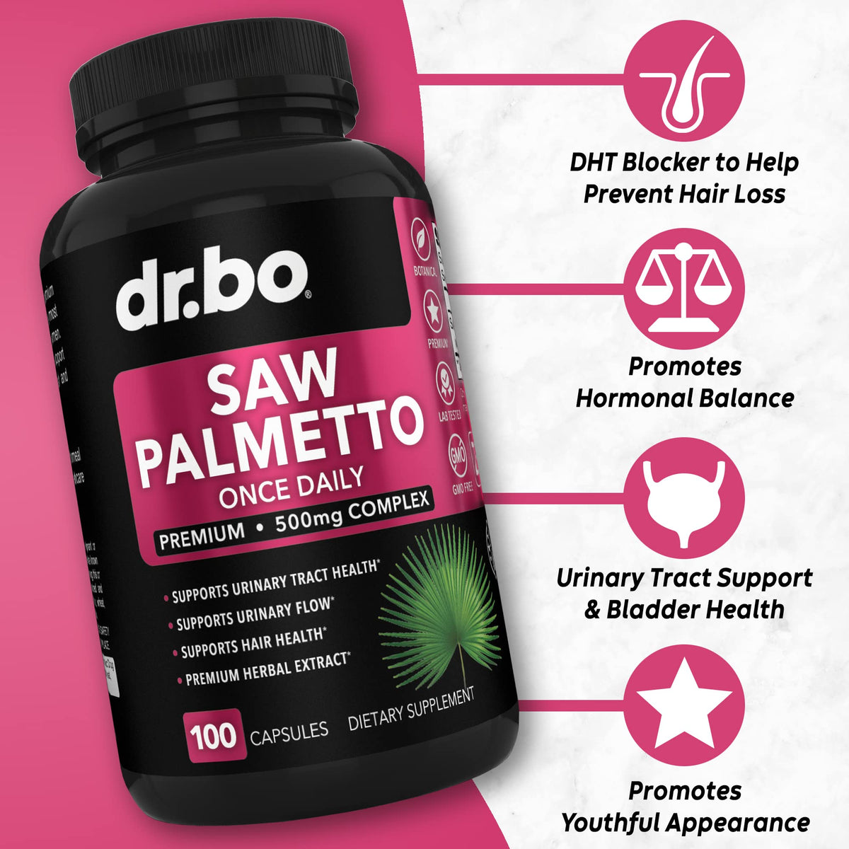 Saw Palmetto for Women Hair Loss - DHT Blocker for Women Hair Growth Plus Bladder