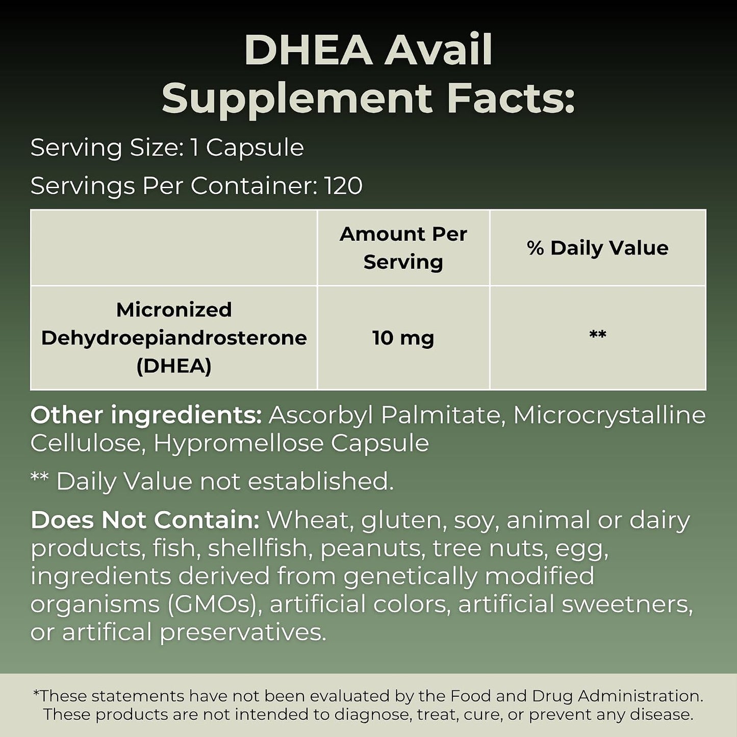 MYOXCIENCE DHEA Avail | Absorption Enhanced DHEA | 10mg, 120 Servings