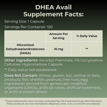 MYOXCIENCE DHEA Avail | Absorption Enhanced DHEA | 10mg, 120 Servings