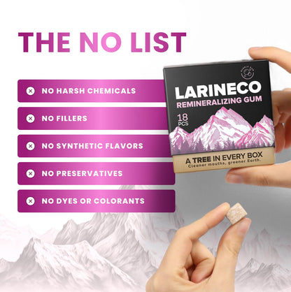 Larineco Remineralizing Gum with Nano Hydroxyapatite & Xylitol – Sugar-Free Xylitol Gum – Plastic-Free, Dye-Free, Aspartame-Free – Natural Base – 36 Pieces, Mastic Mint