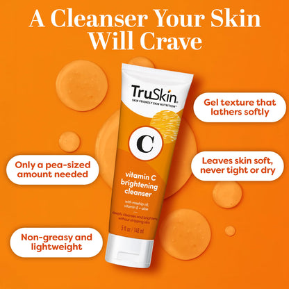 TruSkin Vitamin C Brightening Face Wash with Rosehip Oil, 4 fl oz | Vitamins C & E, Aloe Vera and MSM gently cleanse, refresh and support radiant-looking skin without over-drying