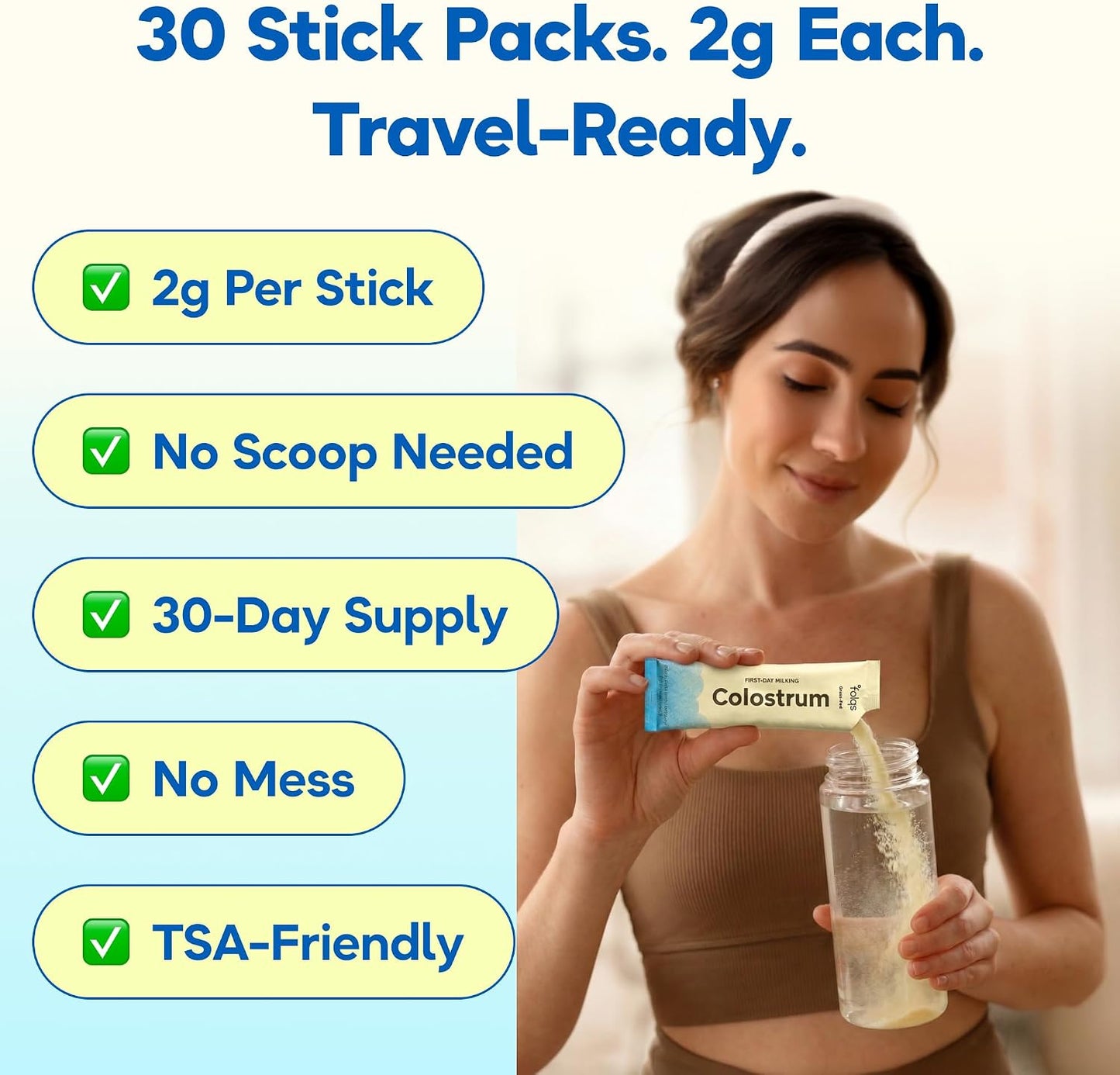 Bovine Colostrum Powder, First Day Milking, Immune & Gut, 30 Servings | First-Day Milking, Colostrum Supplement, Supports Skin & Tissue, Made in USA, Amino Acids, Vitamins, Minerals, Kosher