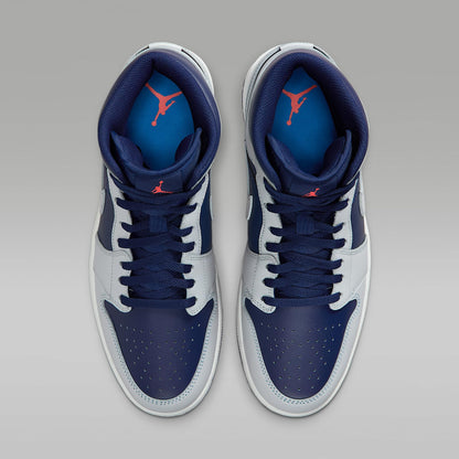 Air Jordan 1 Mid Men's Shoes (Blue Void/Summit White/Hot Lava/Pure Platinum) Size 12
