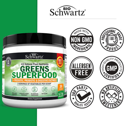 Super Greens Powder Superfood - Greens Powder with Probiotics Prebiotics Digestive