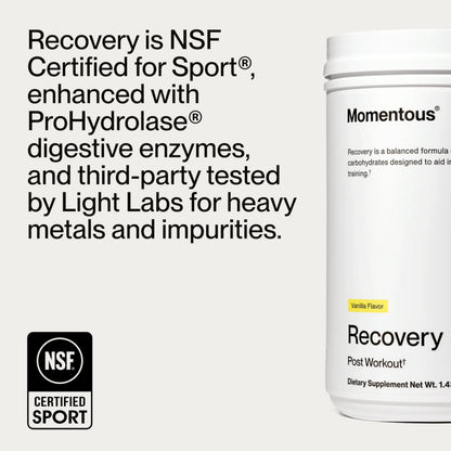 Momentous Recovery Grass-Fed Whey Protein Powder - 20 g Post-Workout Whey Isolate Protein - NSF Certified for Sport - Gluten-Free - 15 Servings - Chocolate - Package May Vary
