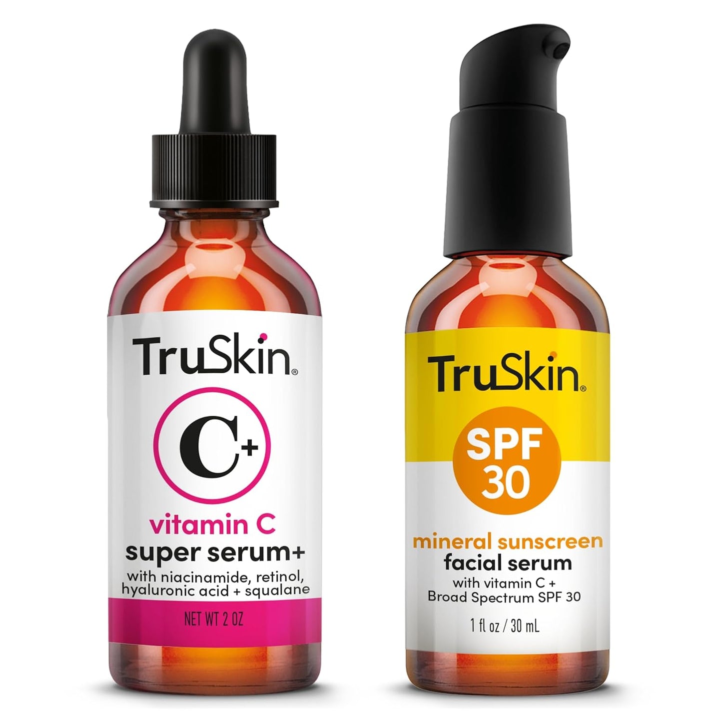 TruSkin Rejuvenate & Protect Bundle - Vitamin C Super Serum Plus 2oz and Tinted Mineral Sunscreen Serum SPF 30