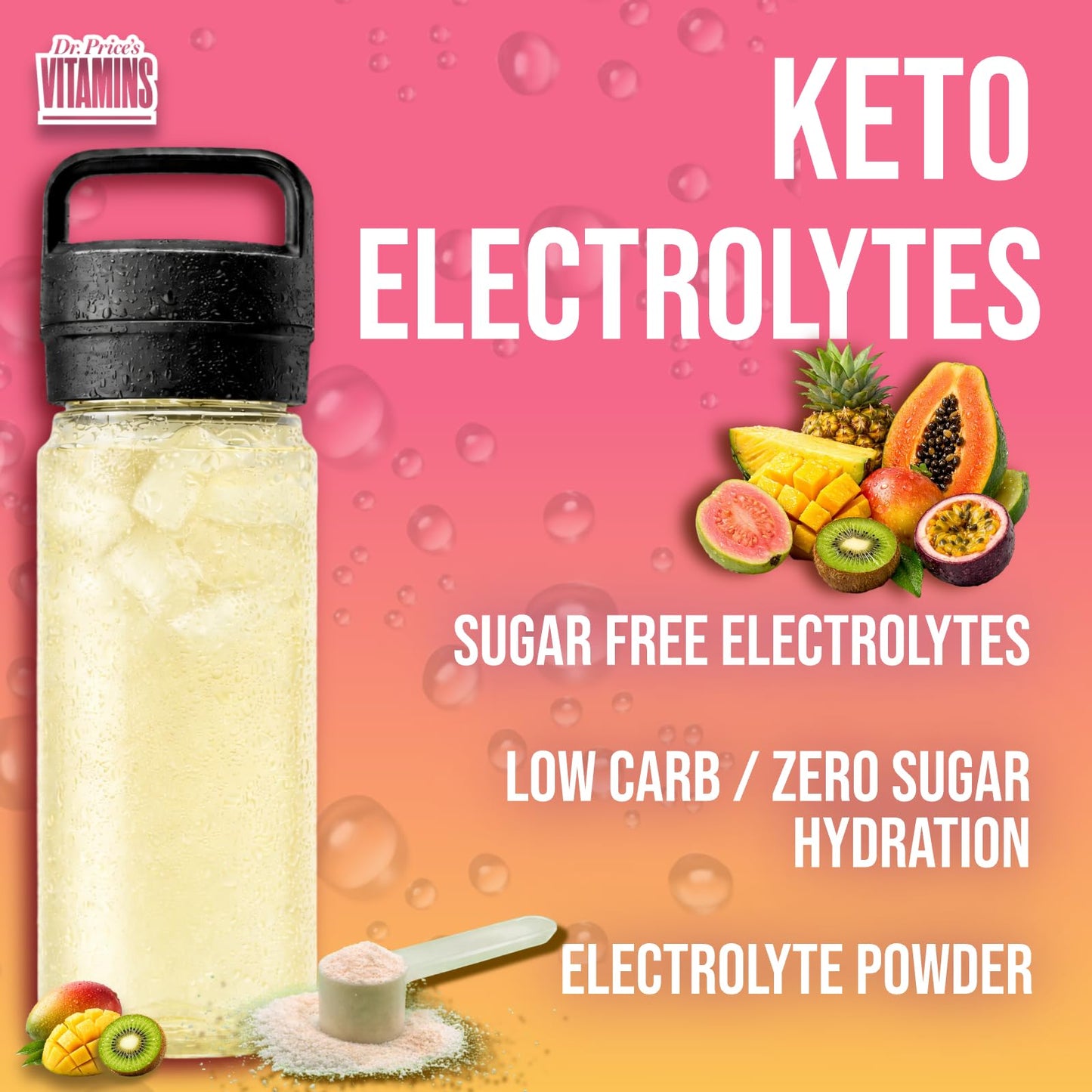 Dr. Price's Vitamins Electrolytes Powder Packets, Lemon Lime, 30 Pack | Electrolyte Mix, Hydration, No Sugar, Sodium, Potassium & 72+ Trace Minerals, Keto Friendly, Made in USA, Doctor-Formulated