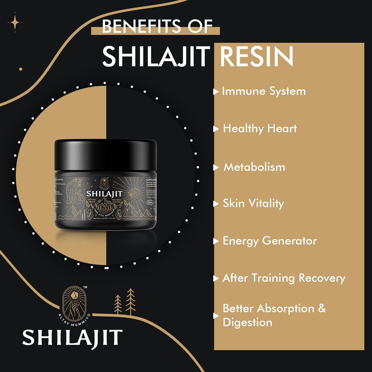 Shilajit Resin with Fulvic Acid & Trace Minerals, Original Siberian Pure Shilajit with 85+ Humic
