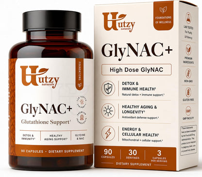 Utzy Naturals High Dose GlyNAC+ Supplement | 90 Capsules