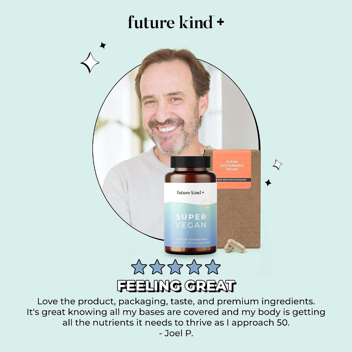 Future Kind - Super Vegan Formula with Lemon Balm, Ashwagandha Root Extract and Rhodiola Extract for Natural Mood Boost, Energy and Stress Support, 30 Capsules
