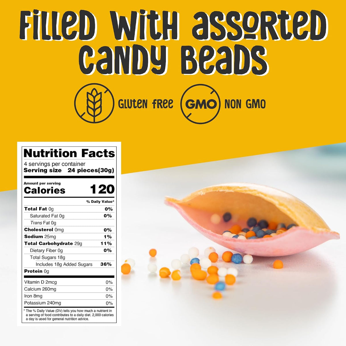 Gerrit's Original Satellite Wafers, Filled with Assorted Candy Beads, 100 Count Tub (4.41 oz)