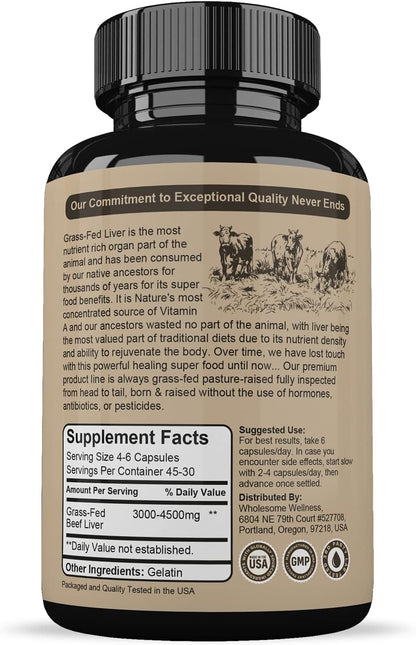 Wholesome Wellness Digestive Enzymes 1000MG Plus Prebiotics & Probiotics + Grass Fed Desiccated Beef Liver Capsules Bundle