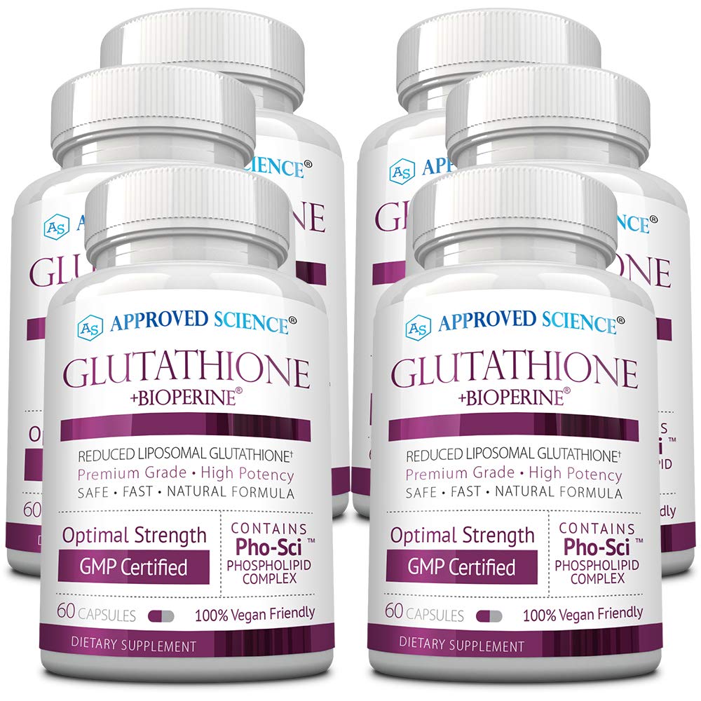 Approved Science® Glutathione - Glutathione 500 mg - Phospholipid Complex, Vitamin C, Bioperine - Top Antioxidant to Help Neutralize Free Radical - Vegan Friendly - 60 Capsules - 1 Bottle
