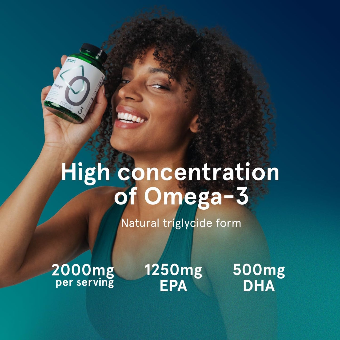 Puori Omega 3 Fish Oil Supplement - Ultra Pure & Burpless Wild Caught Fish Oil with 2000mg Omega 3 Fatty Acids,1250mg EPA & 500mg DHA Supports Heart, Brain & Eye Health - IFOS Certified - 240 Softgels