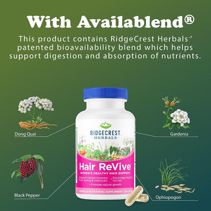 RidgeCrest Herbals Hair Revive Hair Growth Vitamins with Biotin 120 Ct | 30 Servings, Vitamin C, Biotin 6000mcg, Zinc, Copper, Natural Hair, Skin and Nail Health Formula for Women