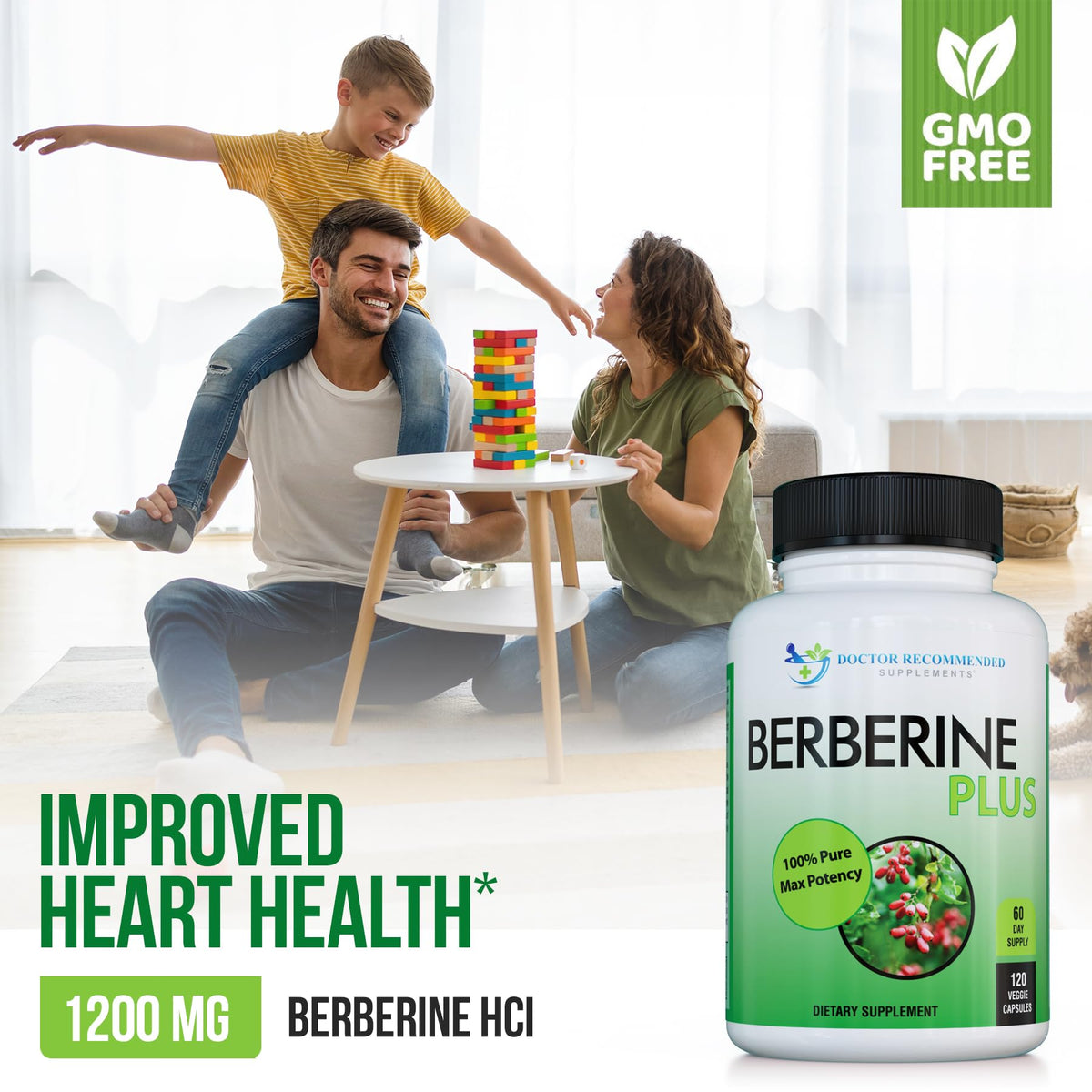 DOCTOR RECOMMENDED SUPPLEMENTS Berberine Plus 1200mg Per Serving - 120 Veggie Capsules with Royal Jelly