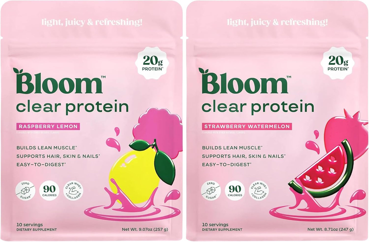Bloom Clear Protein Raspberry Lemon and Strawberry Watermelon Bundle