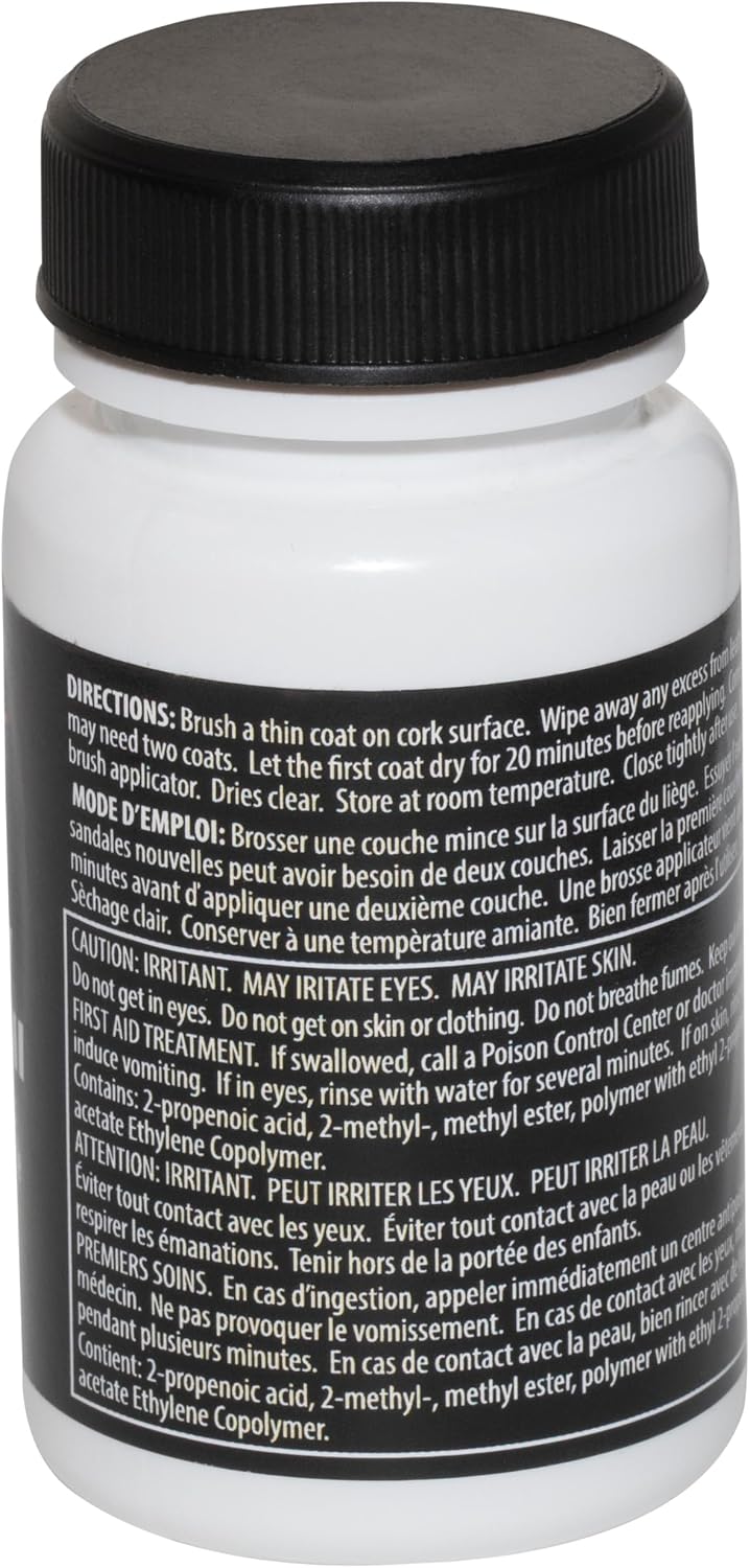 Kelly's Cork Renew Sealer (2.2 fl oz) - Waterproof & Protect Cork Surfaces w/ Brush Applicator - Water Based Formula Dries Clear, Prevents Drying & Breaking Down of Sandles, Shoes, Fishing Rod, Coasters