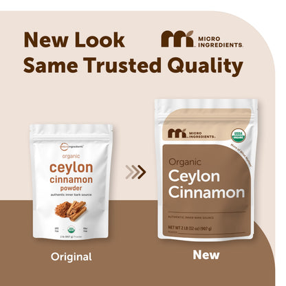 Micro Ingredients Organic Ceylon Cinnamon Powder, 8 oz | Sri Lanka Source | True Cinnamon for Spice & Seasoning | Great for Baking, Cooking, & Drinks | Additive Free, Non-GMO
