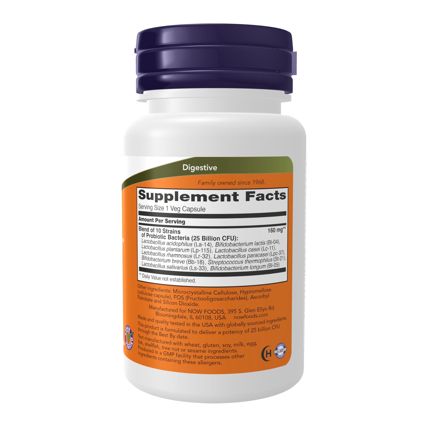 NOW Foods Supplements, Probiotic-10™, 25 Billion, with 10 Probiotic Strains, Dairy, Soy and Gluten Free, Strain Verified, 100 Veg Capsules