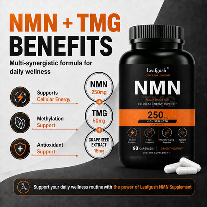 NMN Supplement 250mg, NAD+ Precursor with TMG 50mg & Grape Seed Extract 15mg, Nicotinamide Mononucleotide for Cellular Energy, Daily Vitality & Healthy Aging Support, Advanced 3-in-1 Daily Formula