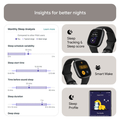 Google Fitbit Versa 4 Fitness Smartwatch, 24/7 Heart Rate - Black/Graphite