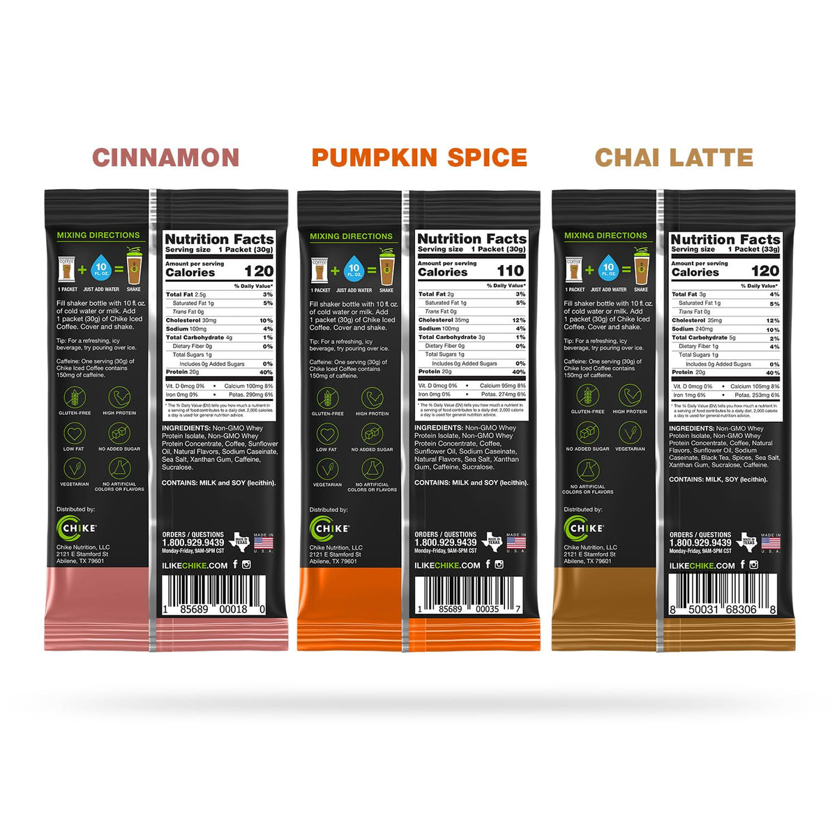 Chike Autumn Spice High Protein Iced Coffee Sampler Pack, 20 G Protein, 2 Shots