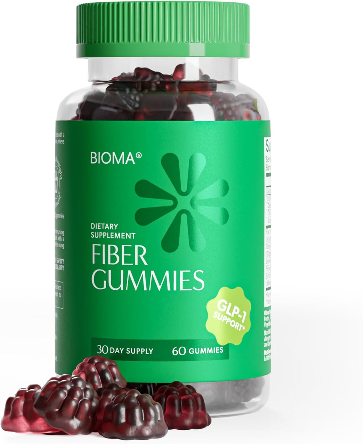 Fiber Gummies for Women - Natural GLP-1 Support with Kiwi, Pomegranate & Ginger - Sugar Free Digestive Health Supplement, Prebiotic FOS Fiber - Vegan & Gluten Free (60 Gummies - 30 Day Supply)