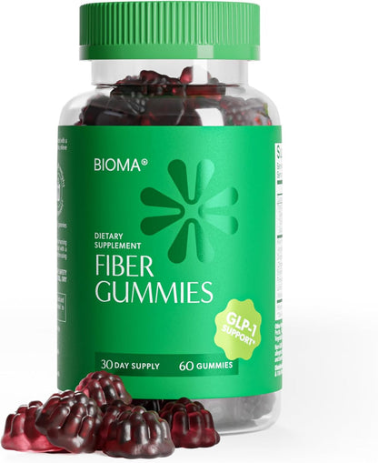 Fiber Gummies for Women - Natural GLP-1 Support with Kiwi, Pomegranate & Ginger - Sugar Free Digestive Health Supplement, Prebiotic FOS Fiber - Vegan & Gluten Free (60 Gummies - 30 Day Supply)