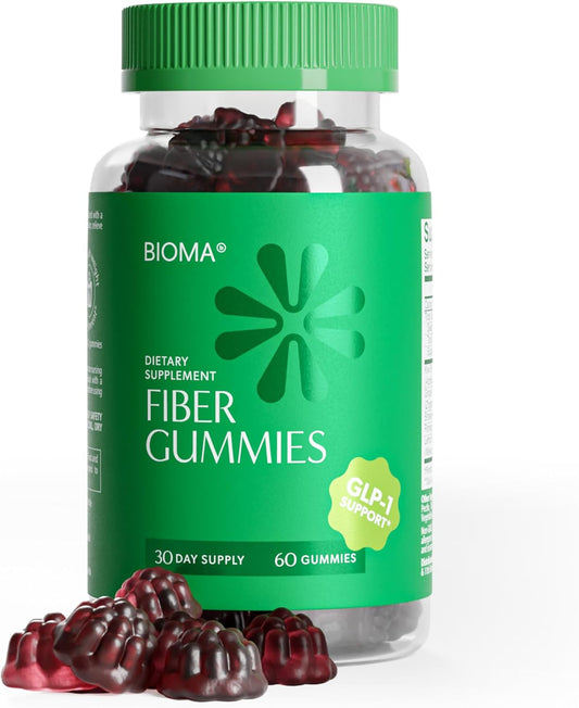 Fiber Gummies for Women - Natural GLP-1 Support with Kiwi, Pomegranate & Ginger - Sugar Free Digestive Health Supplement, Prebiotic FOS Fiber - Vegan & Gluten Free (60 Gummies - 30 Day Supply)