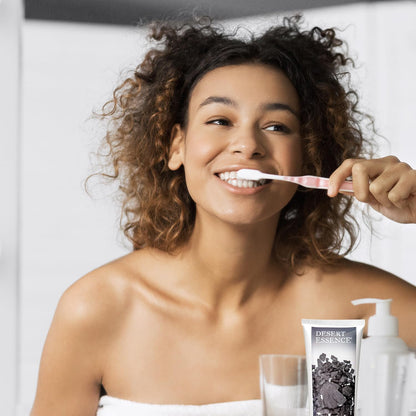 Desert Essence Activated Charcoal Toothpaste - Fluoride and Carrageenan Free - Brighter Teeth and Fresher Breath with Activated Coconut Shell Charcoal, Baking Soda, and Fresh Mint - 6.25 oz