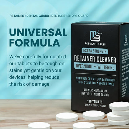 Retainer Cleaner Tablets, Denture Cleaner, Mint, 4 Month Supply by M3