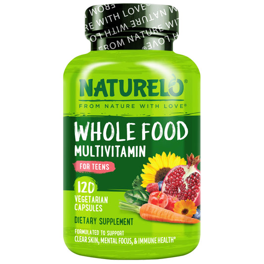 NATURELO Multivitamins for Teenage Girls/Boys, 60 Capsules, Whole Food Multivitamin with Minerals, Non-GMO, Vegetarian