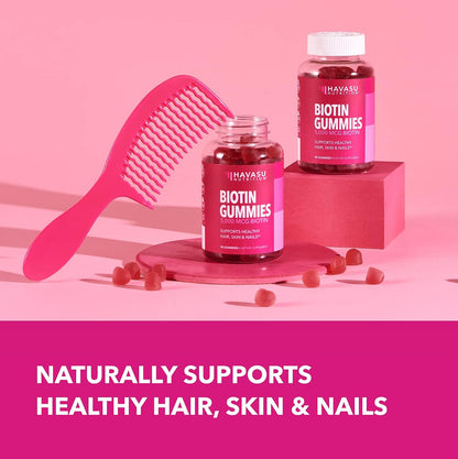 Biotin Gummies 5000mcg Per Serving for Hair, Skin & Nails, Strawberry, 90ct | Non-GMO and Gluten Free 5000mcg Biotin Gummies for Women and Men, GLP-1 Nutritional Support for Hair Health, 45 Servings