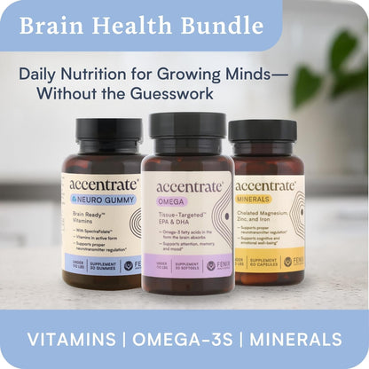 Accentrate Neuro Gummy for Kids | Supports Attention & Mood | Folinic Acid & Methylfolate | Complete Vitamin B Complex with SpectraFolate™ | MTHFR Supplement | No Artificial Ingredients | 30 Gummies