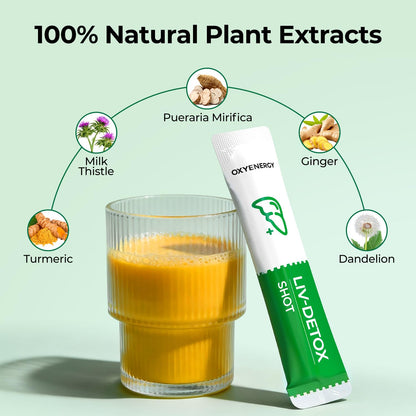 OxyEnergy Liver Cleanse Detox & Repair, Organic Milk Thistle Liver Detox Supplement with Turmeric, Ginger, 5-in-1 Support Liver Health & Digestion & Hangover Relief, Vegetarian, Gluten-Free, 30 Packs