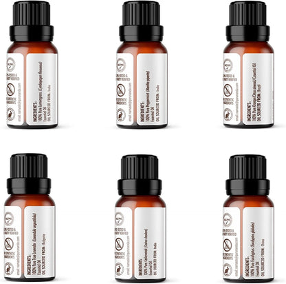 GuruNanda Essential Oils Set for Diffusers, 100% Pure, Aromatherapy, Massage, Skin Care