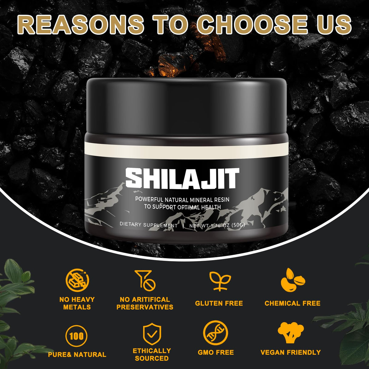 Shilajit Pure Himalayan Organic Shilajit Resin - Gold Grade 100% Shilajit Supplement