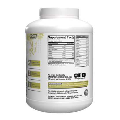 Giant Edge Series 100% Whey Protein Isolate - 25g Pure Whey Isolate - Zero Sugar, Zero