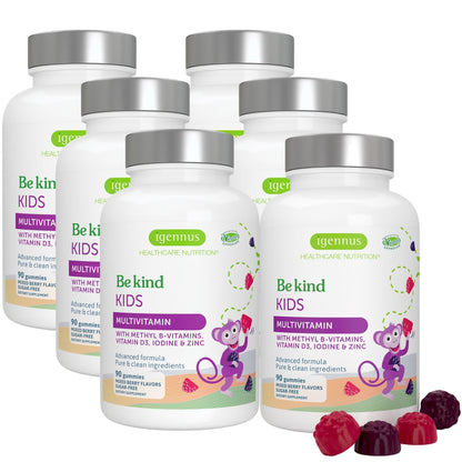 Igennus Methylated Kids Multivitamin Gummies, Age 4+, 90 Gummies | Clean Label & Third Party Tested, No Artificial Sweeteners or Flavors, Sugar Free, Natural Berry Flavor, Non-GMO, Halal